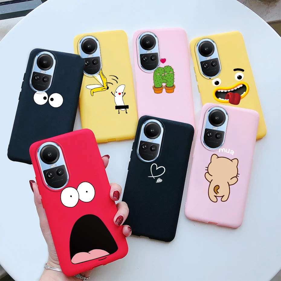 For OPPO Reno 10 Pro 5G Case CPH2525 Bumper Cute Cartoon Slim Soft TPU Protective Cover For OPPO Reno10 Pro Plus CPH2521 Funda