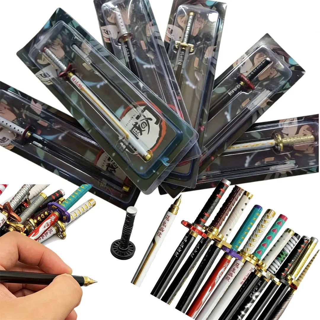 17 neue Designs Japan Anime Dämon Modell Gelstift Schwarze Nachfüllung mit Stifthalter Cosplay Requisite Kinder Geschenkset