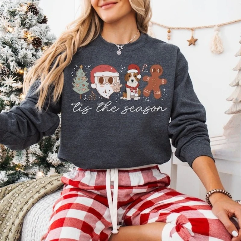 بيغل عيد الميلاد البلوز سانتا الزنجبيل رجل عيد الميلاد Crewneck طاقم الرقبة عارضة مريحة الخريف الشتاء الحرارية هوديي #1