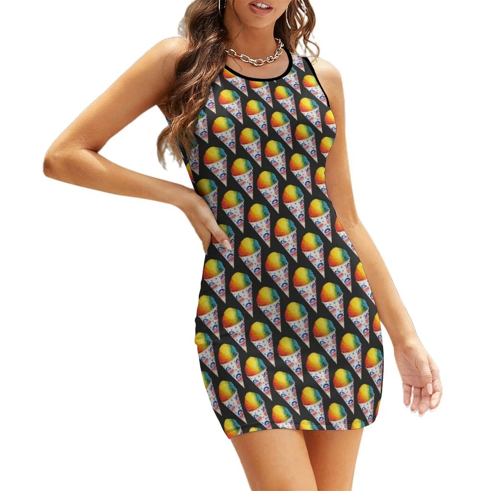 

Snow Cone Pattern Sleeveless Sundress Woman clothing sexy short dresses daring wedding guest dress 2025 Beachwear