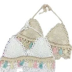 Sexy Women Beach Bikini Camis Femme Sexy Pad Camisole Lady Bead Work Bikini Tops dis0
