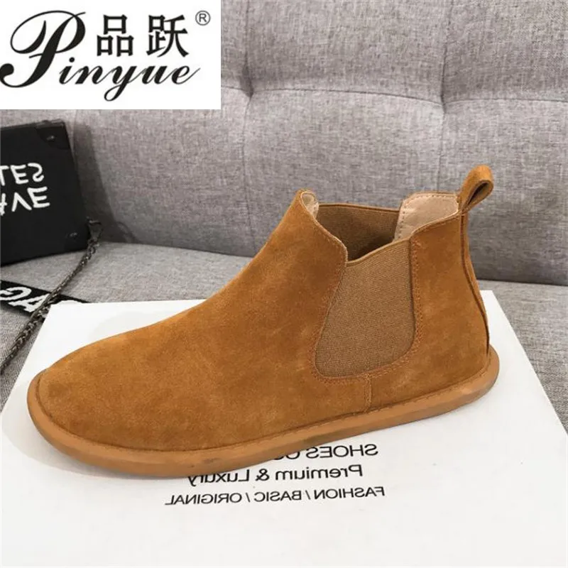 Rozmiar 35 40 skórzany Chelsea Boots dla kobiet w stylu Vintage brytyjski buty za kostkę na co dzień oddychające buty do chodzenia