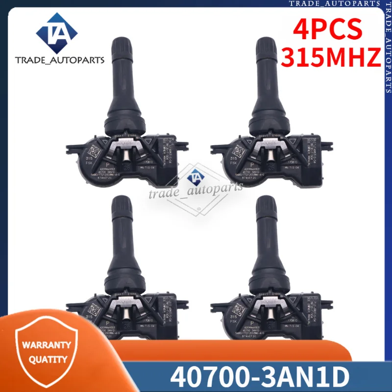 

4 шт./лот автомобильный датчик шин 40700-3AN1D для 2017-2018 NISSAN LEAF 2018-2020 Nissan Sentra 315 МГц TPMS система контроля давления в шинах