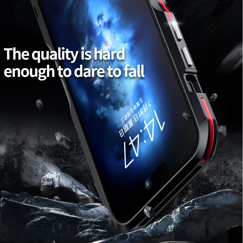 

Luphie Metal Frame 13 12 Mini X Xs XR 7 8 Plus Shockproof Cover Aluminum Alloy Case Bumper For iphone 16 15 13 12 11 14 Pro Max