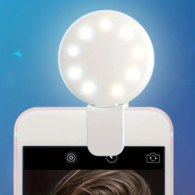 

Портативный круглый светодиодный светильник для красоты, 3-уровневый перезаряжаемый через USB с регулируемой яркостью для прямой трансляции и селфи (идельный рождественский подарок)