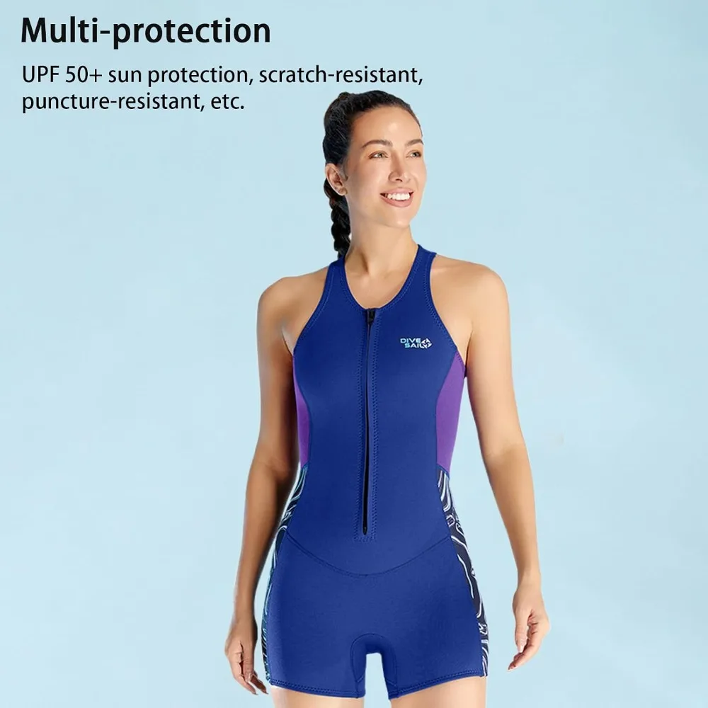 Thermal 2mm/ 0.08in Thickness Wetsuit Front Zipper Sleeveless Shorty Wetsuit Neoprene Full Body Diving Suit Kayaking