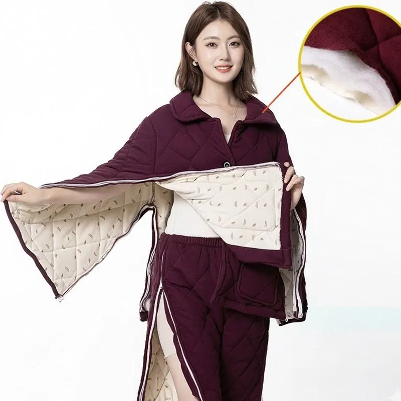 pyjama-thermique-adaptatif-d'hiver--combinaison-d'allaitement-matelassee-epaisse-a-trois-couches-avec-un-design-facile-a-acces