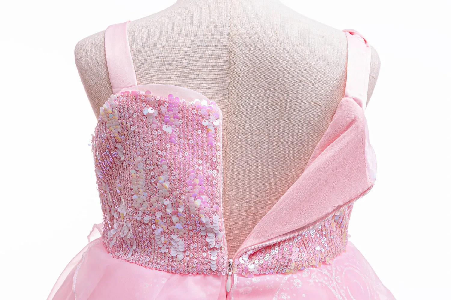 Exquisite Shimmering Pink Ball Gown Witch Costume Glinda Wicked Role Play Dress up Girls Carnival Birthday Party Costume 2-12Y