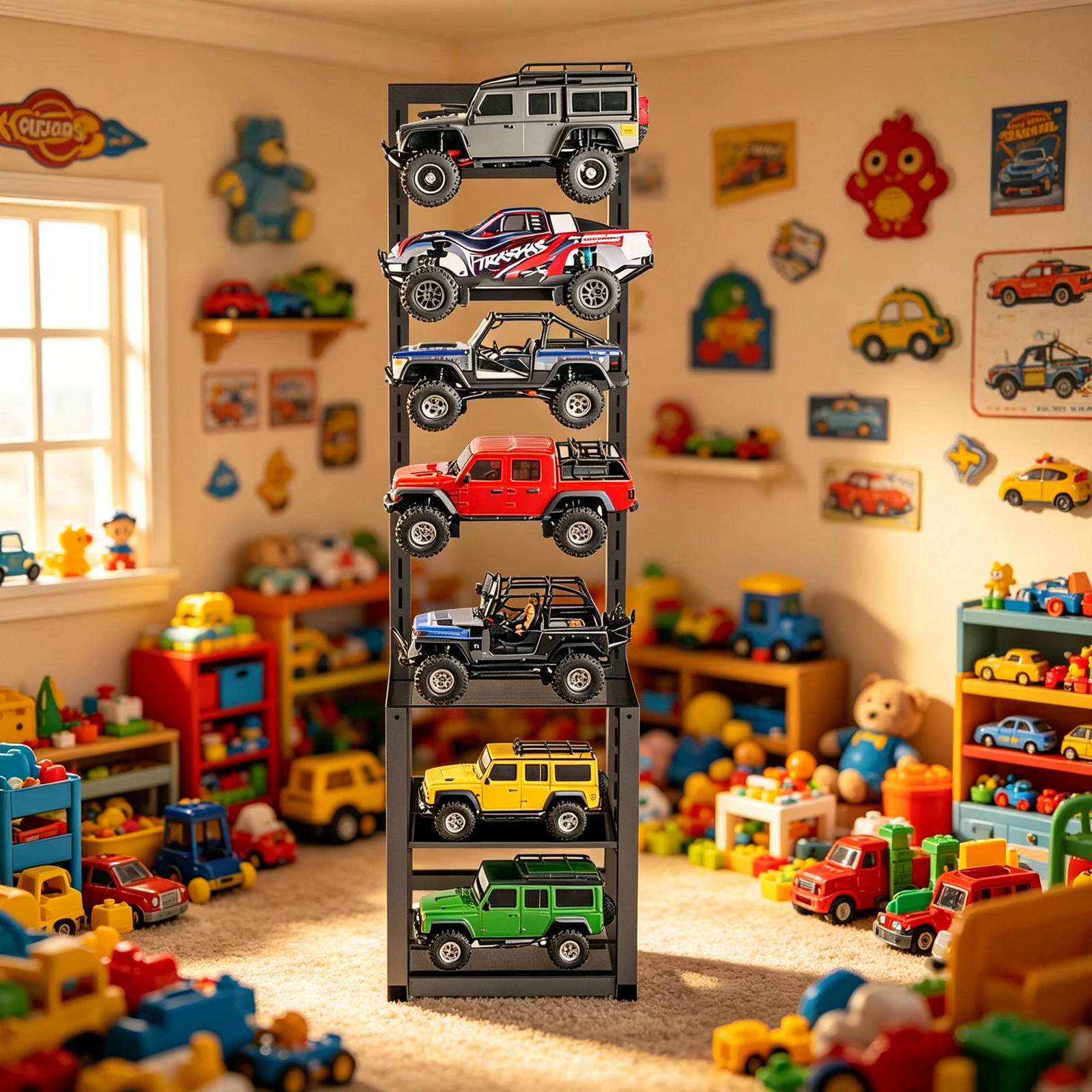 RC Model Car Storage Rack Metal Display Shelf for 1/10‑1/24 RC Crawler Car Holder for Remote Controller Battery Accessories