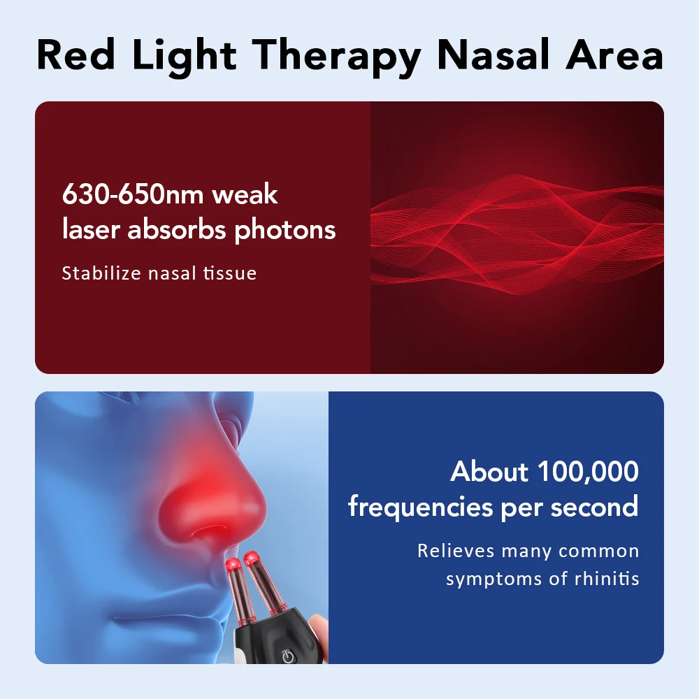 Smart Nasal Phototherapy Device Dual UV Sanitizing Base Portable Red Light Infrared Rhinitis Machine for Chronic Itchy Runny view 2