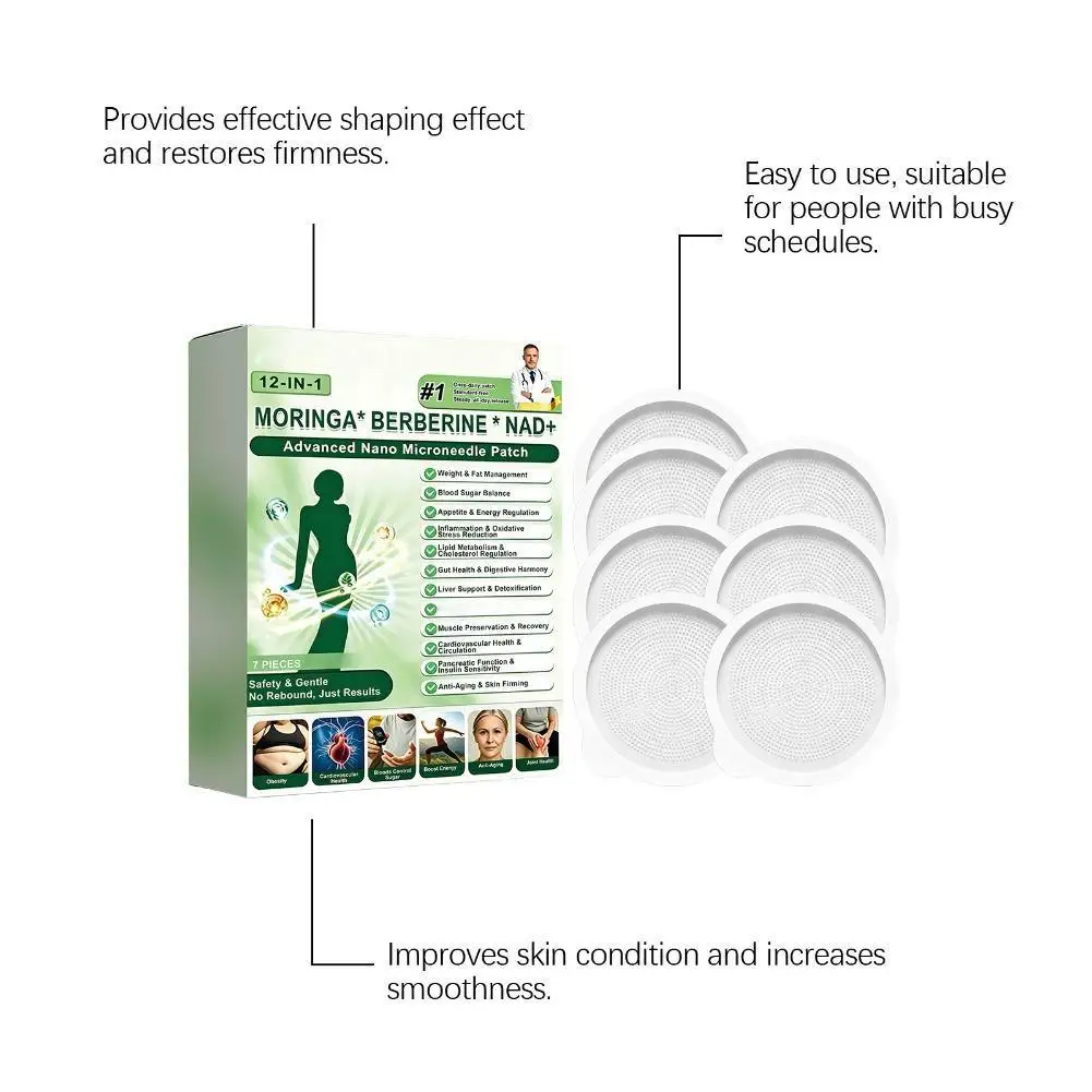 Advanced Moringa Microneedle Patch NAD+ Berberine Nano Formula Comfortable Skin Fit Daily Body Firming Wellness Beauty Care