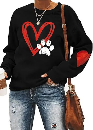 

New Valentine's Day Printed Love Crew Neck Casual Simple Sweater Top