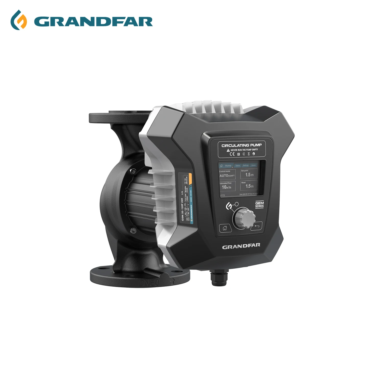 GRANDFAR New design 220V 50Hz 0.73hp Permanent magnet variable frequency shielded pump Hot water circulating pump