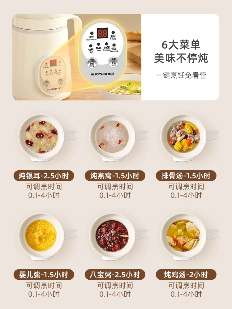 Sunchance Mini Pentola per Salute in Ceramica - Tazza per Stufato Elettrica Multifunzionale per Ufficio e Casa, Ideale per Uso Singolo