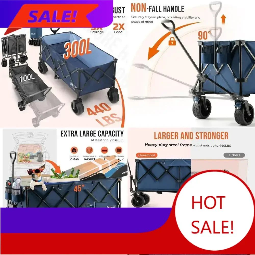 

Горячая распродажа: Складная тележка Overmont 45 дюймов - 300 литров, усиленная, грузоподъемность 200 кг