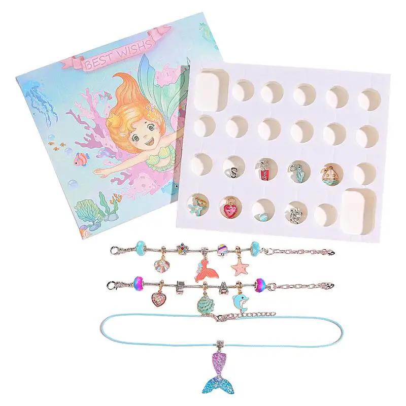 Mermaid Bracelet Charm Bracelet Making Kit Mermaid Beads Bracelet Set Charm Kit Crafts For Girls Kids & Teens For Ages 5-12