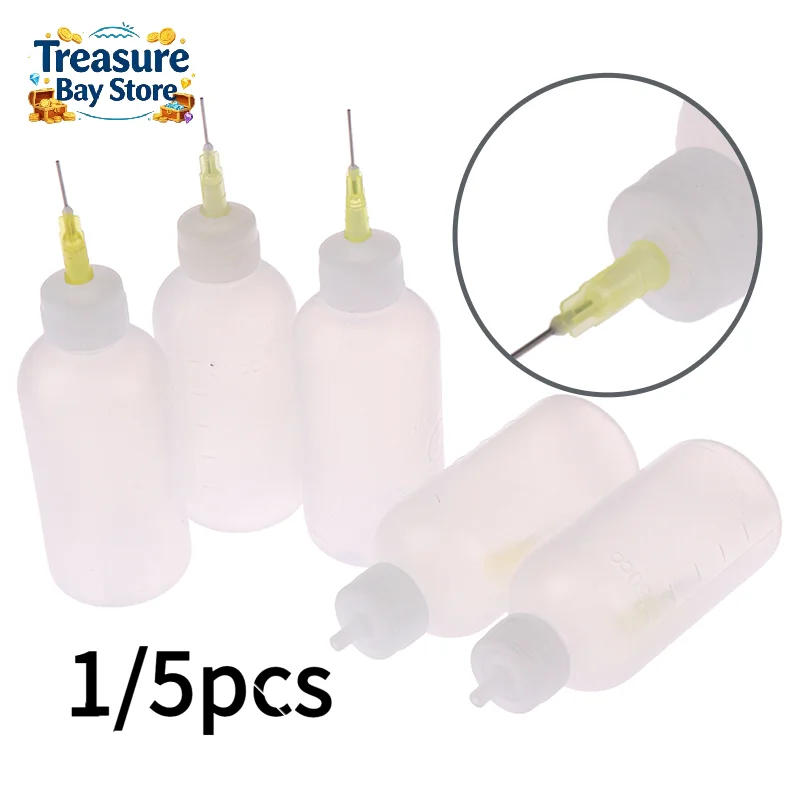 1/5pcs/set 50ml Needle Dispenser Dispensering Bottle Rosin Solder Liquid Glue Bottle