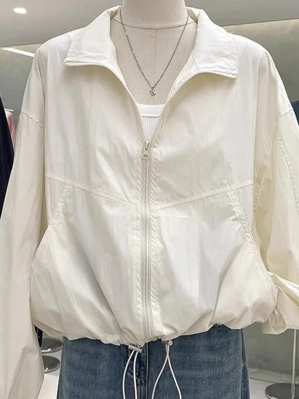 High-End Women's Sun Protection Clothing Store Nu New Summer 2025 Brand Outerwear Loose Fit Long Sve Zipper Closure