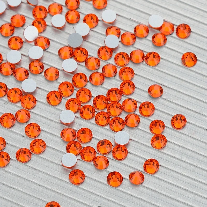 Orange Crystal Silver Back FlatBack Glass Rhinestones Non-HotFix for Nail Art Decorations Flat Back Rhinestones Crystal