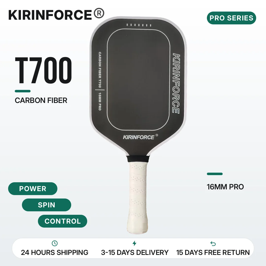KIRINFORCE T700 Carbon Fiber Pickleball Paddle 16mm Honeycomb Core Cold Press Vented Grip Precision Performance Sweet Spot