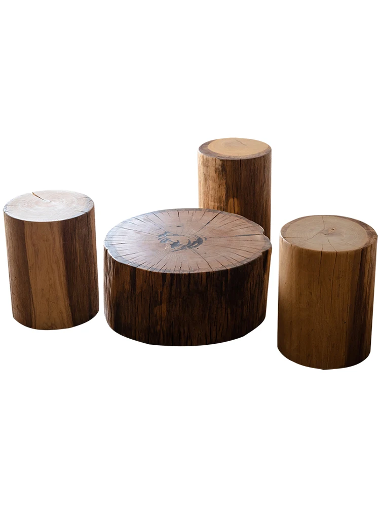 

PQF Log round Tea Table round Table Side Table Wooden Pier Stool a Block of Wood Or Stone