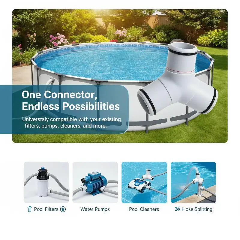 1PCS Gray Pool Hose Adapter 32mm Three-Way ABS Connector For For Intex Pool Equipment Hose Connection And Flow Management