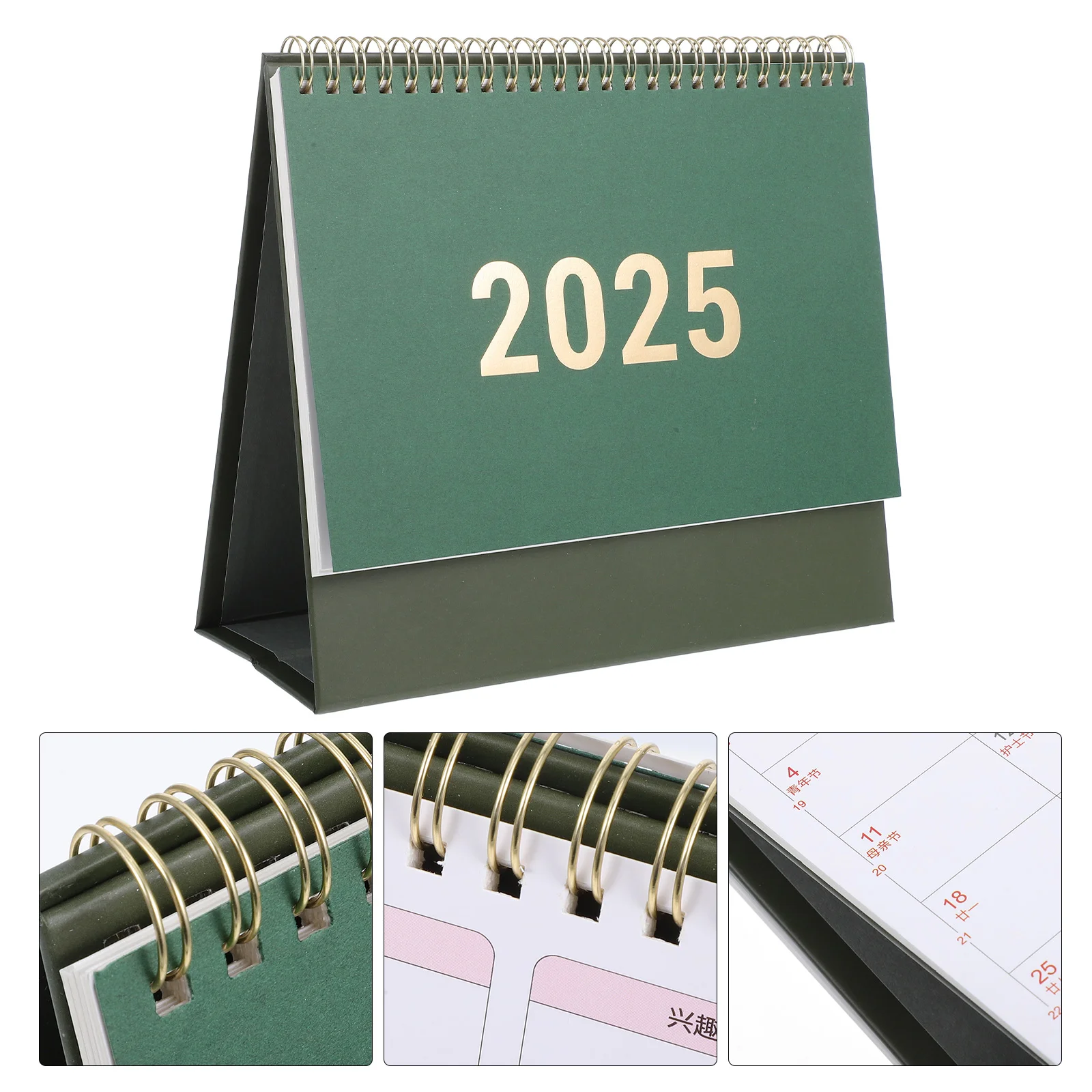 ปฏิทินตั้งโต๊ะ Office Daily Planner Coil Notepad เดสก์ท็อป 2025 ตาราง Green Flip