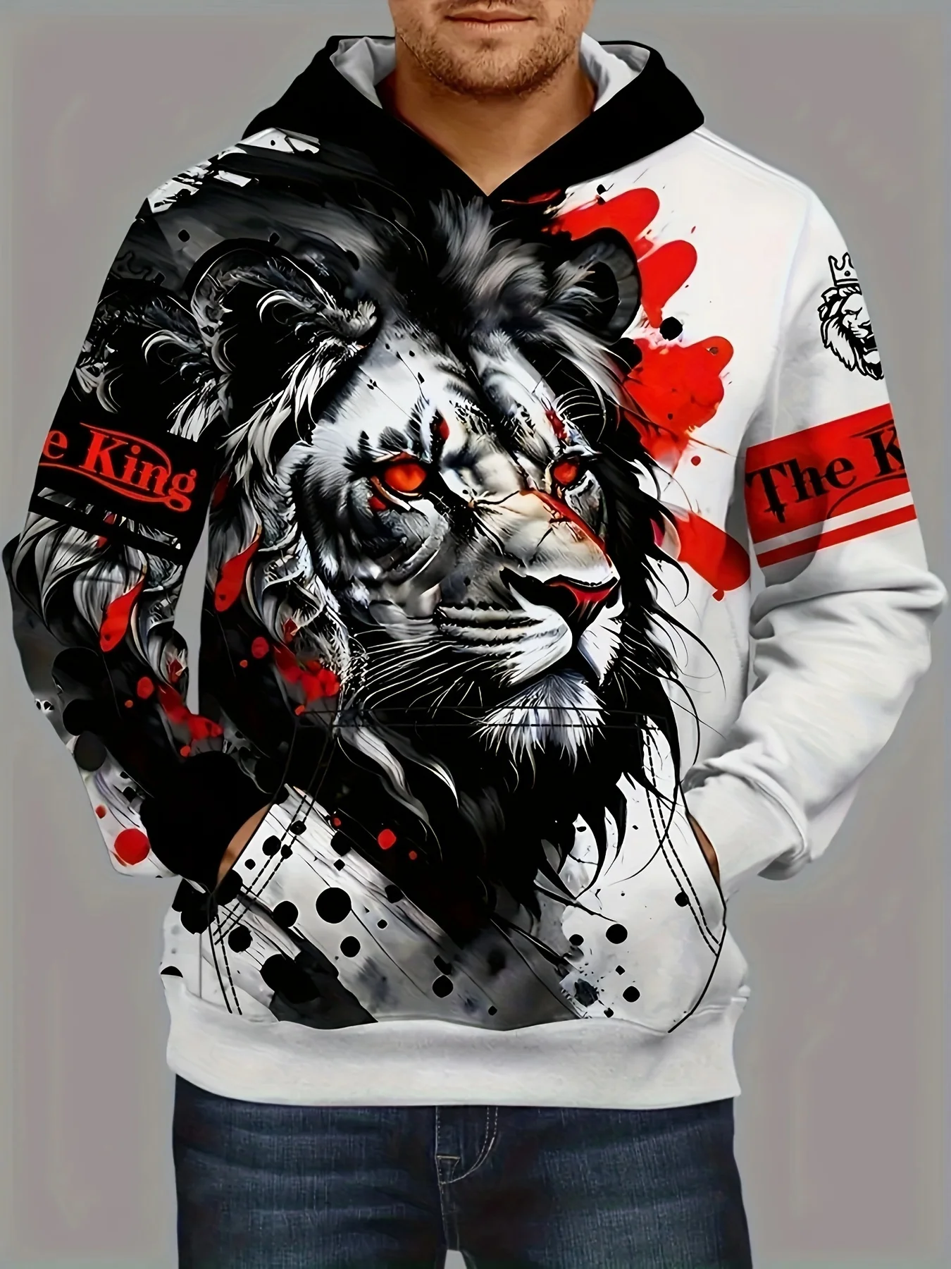 سترة بغطاء للرأس بأكمام طويلة مطبوعة ثلاثية الأبعاد رقمية ثلاثية الأبعاد للرجال جديدة، سترة كانغر رائعة وعصرية ومريحة #5