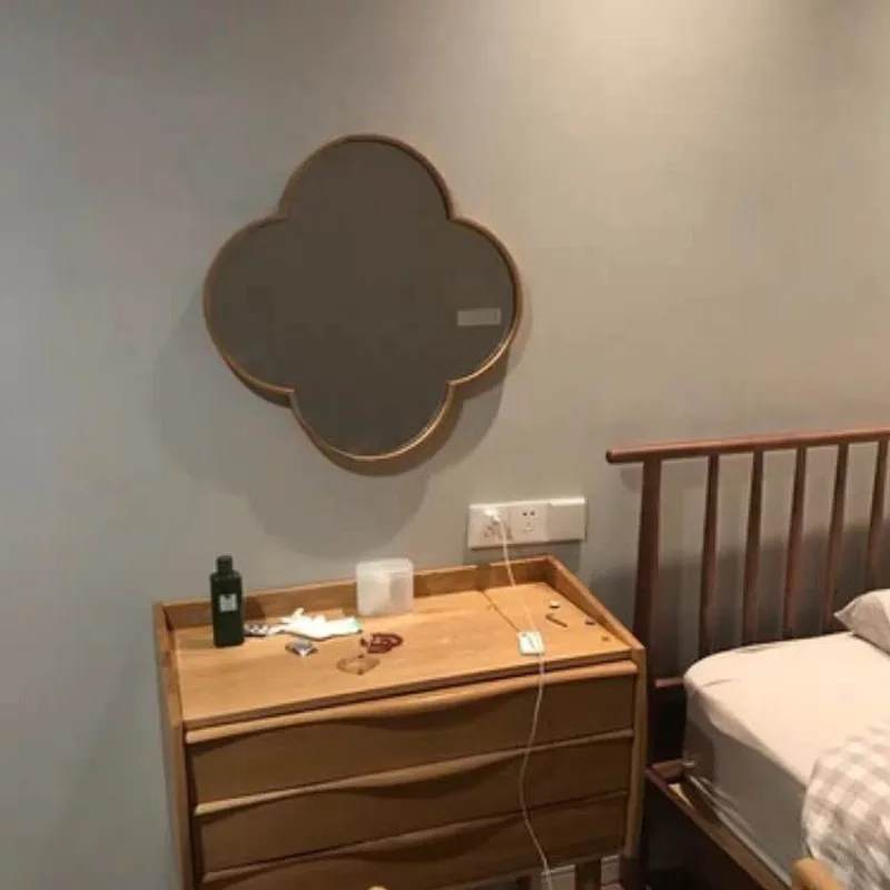 Nordic Flower Shape Bathroom Mirror Wrought Iron Frame Wall Hanging Mirror Entrance Wall Decorative Mirror Miroir Salle De Bain