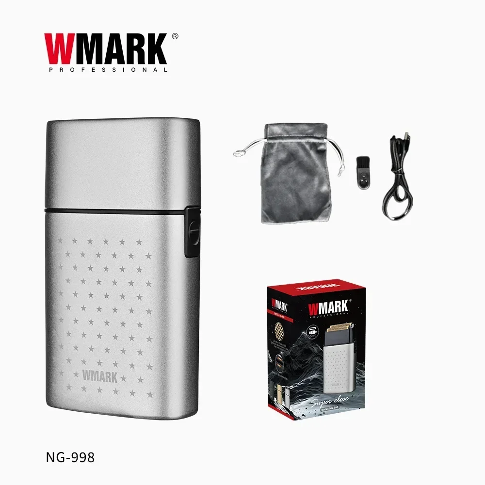 WMARK NG-998 Afeitadora de barbero Afeitadora eléctrica Barba Afeitadora eléctrica USB para máquina de afeitar con cabezal de aceite Push White, 8100RPM