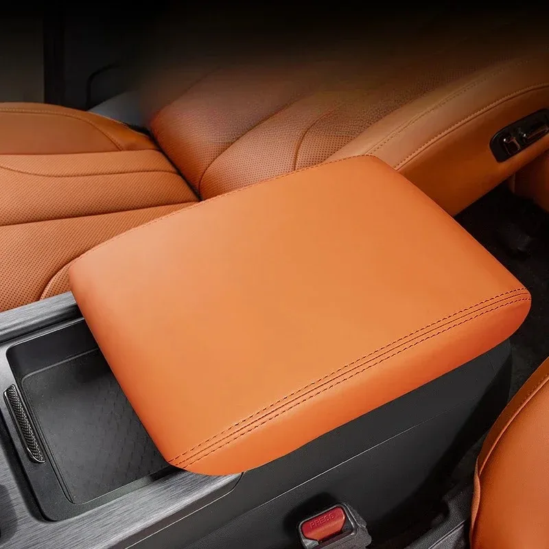 For Haval H9 2024-2026 Leather Brown Car Center Control Armrest Box Cover Trim Interior Car Accessories