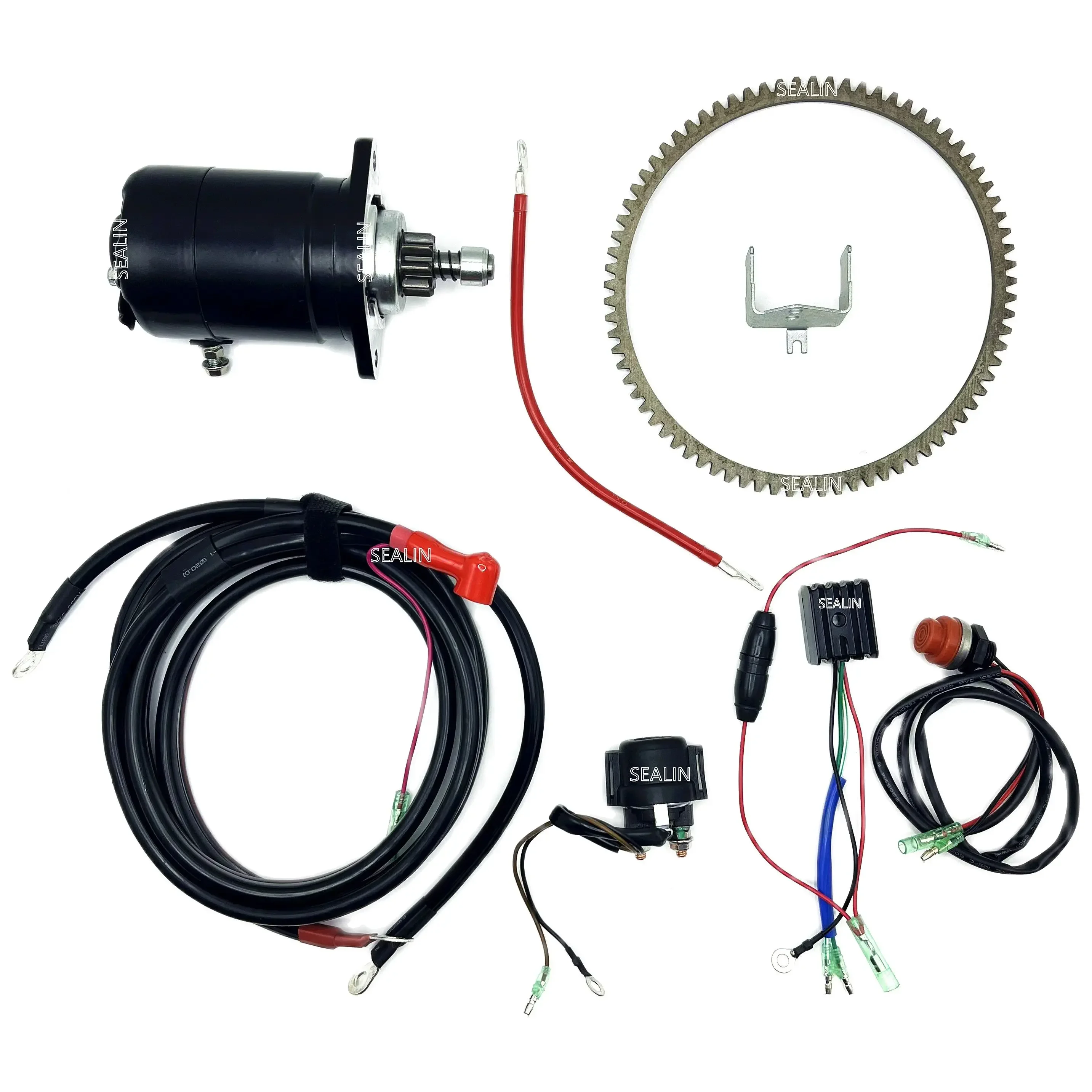 ELECTRIC START CONVERSION KIT FOR TOHATSU MERCURY M25 M30 2 STROKE 25HP 30HP SARTER GEAR RING RECTIFIER START RELAY