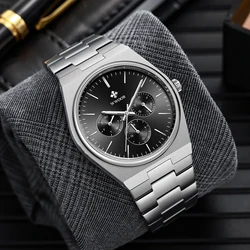 WWOOR New Top Brand 41mm Men's Quartz Watches luxury Sapphire Stainless Steel Waterproof Men watch With Week Date reloj hombre