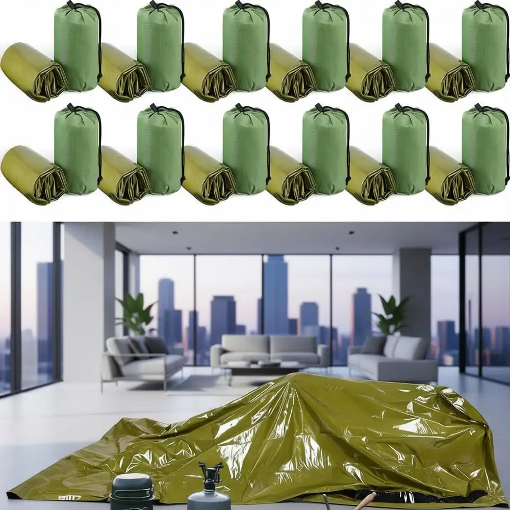 

12-Piece Portable Survival Bivy Sack, Lightweight Emergency Shelter for Outdoor Adventures, Waterproof, Green