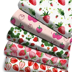 50*145cm Fruit Strawberry Polyester Cotton Fabric for Tissue Sewing Quilting Fabrics Needlework Material DIY Doll Bag,1Yc24456