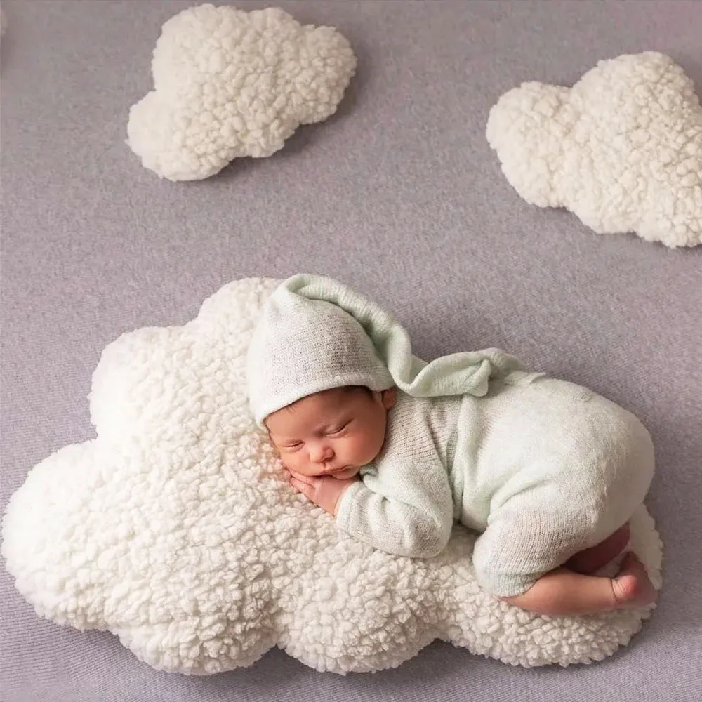 Soft Cloud Shape Newborn Photography Props Pose Pillow Set, Unicorn Styling Posing Guide For Baby Studio Photo Shoot Accessories