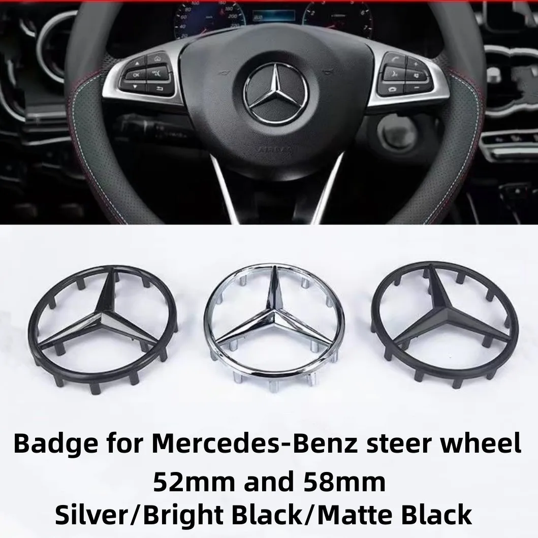 

52/58mm car steering wheel hollow logo 3D ABS logo badge is suitable for Mercedes-Benz AMG GLK W202 W204 W210 W211 W212 W220.