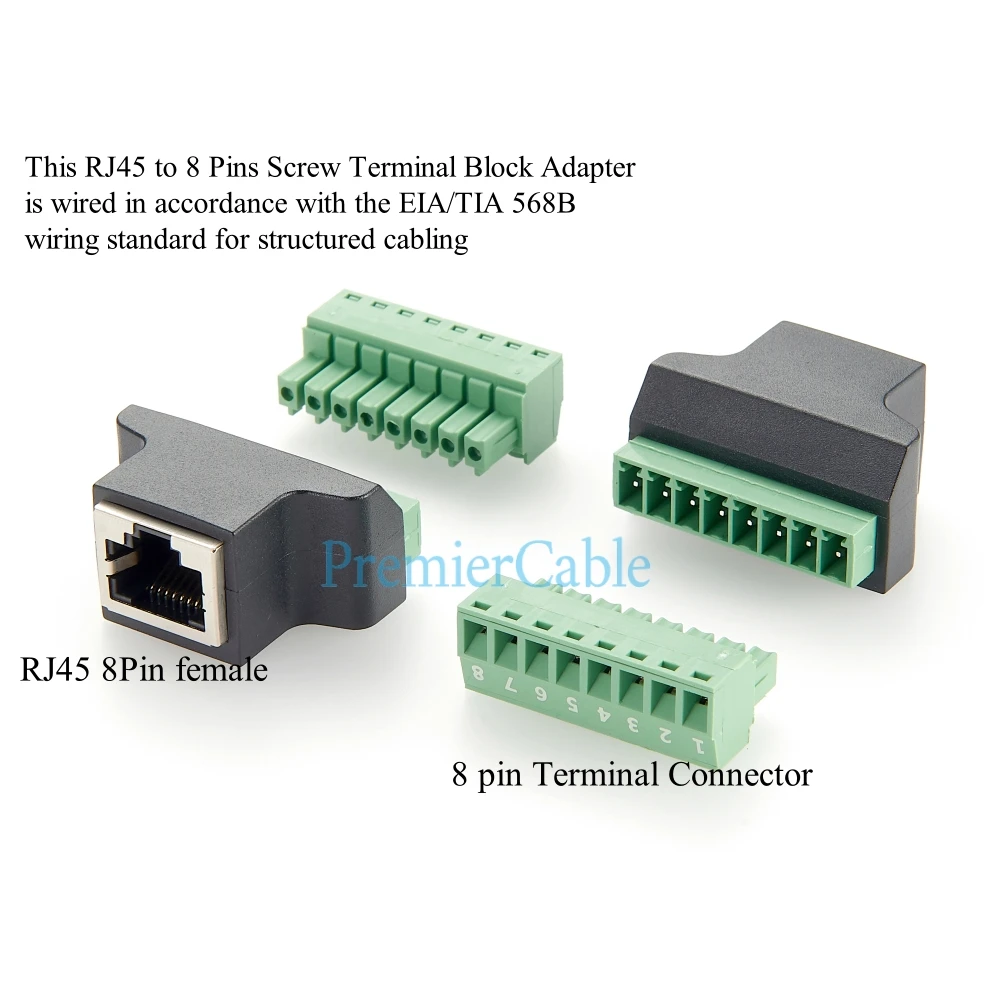 RJ45 8P8C Buchse auf 8-Pin-Schraubklemmenadapter RJ45 Ethernet lötfreie Klemmenleiste Verlängerungsstecker – Detail 1