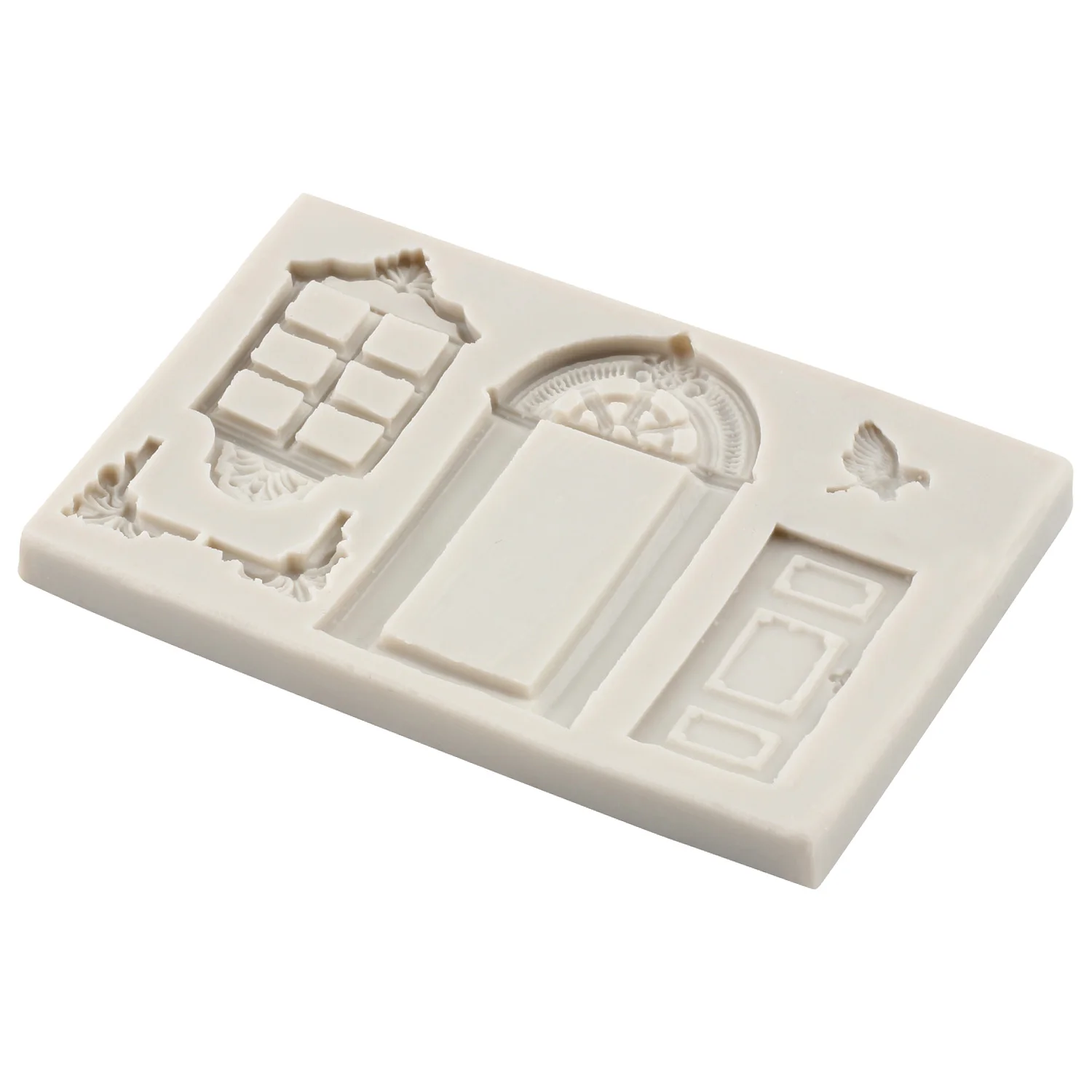 Window Door Border Silicone Molds DIY Birds Frame Fondant Cake Decorating Tools Candy Polymer Clay Chocolate Gumpaste Moulds