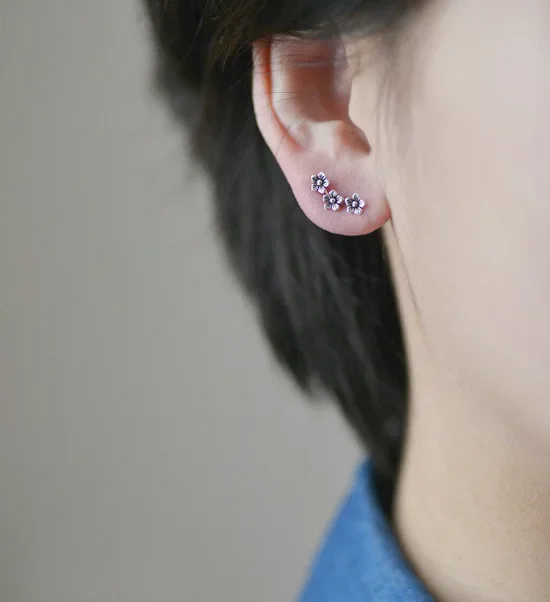 New Hot Fashion 925 Sterling Silver flower Retro Earrings for Women Girls Gift Statement Jewelry