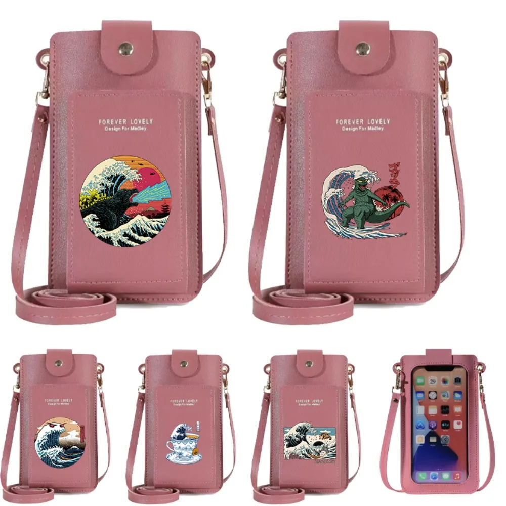 

Lightweight Versatile Wave Pattern Simple Portable Women Bags Mobile Phone Bag Card Crossbody Shoulder Strap Handbag Wallets