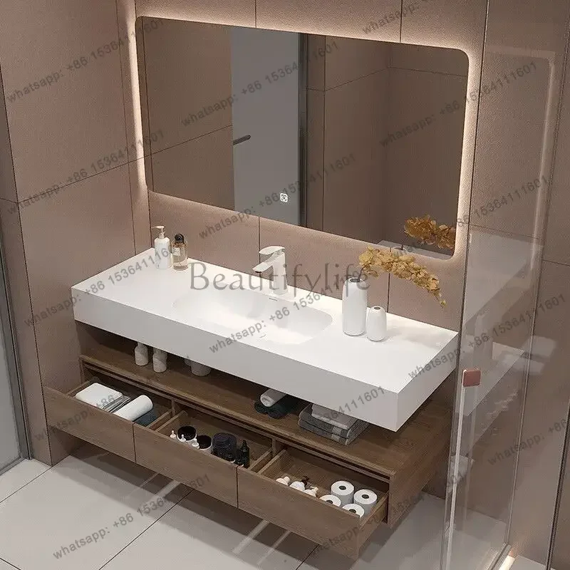 Clear Wooden Bathroom Cabinets Countertop 120Cm Luxury Drawer Bathroom Cabinet Small Wall Mounted