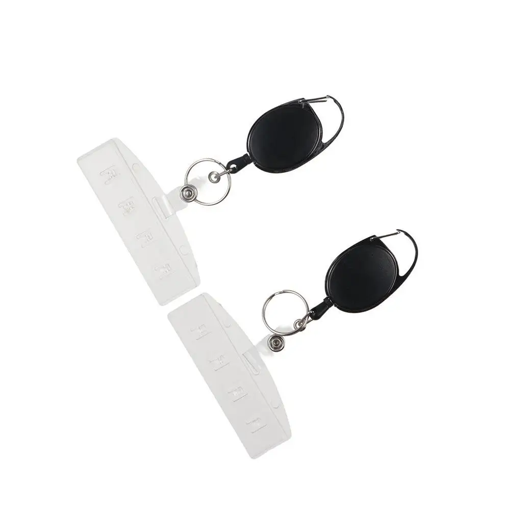 Horizontal Half Card Holder Transparent Credit Card Retractable Badge Reel Easy Pull Buckle Bank Cards Name Card Cover