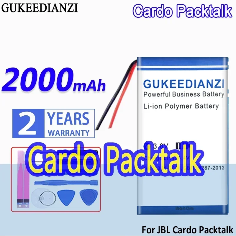 High Capacity GUKEEDIANZI Battery 2000mAh For JBL Cardo Packtalk Digital Batteria