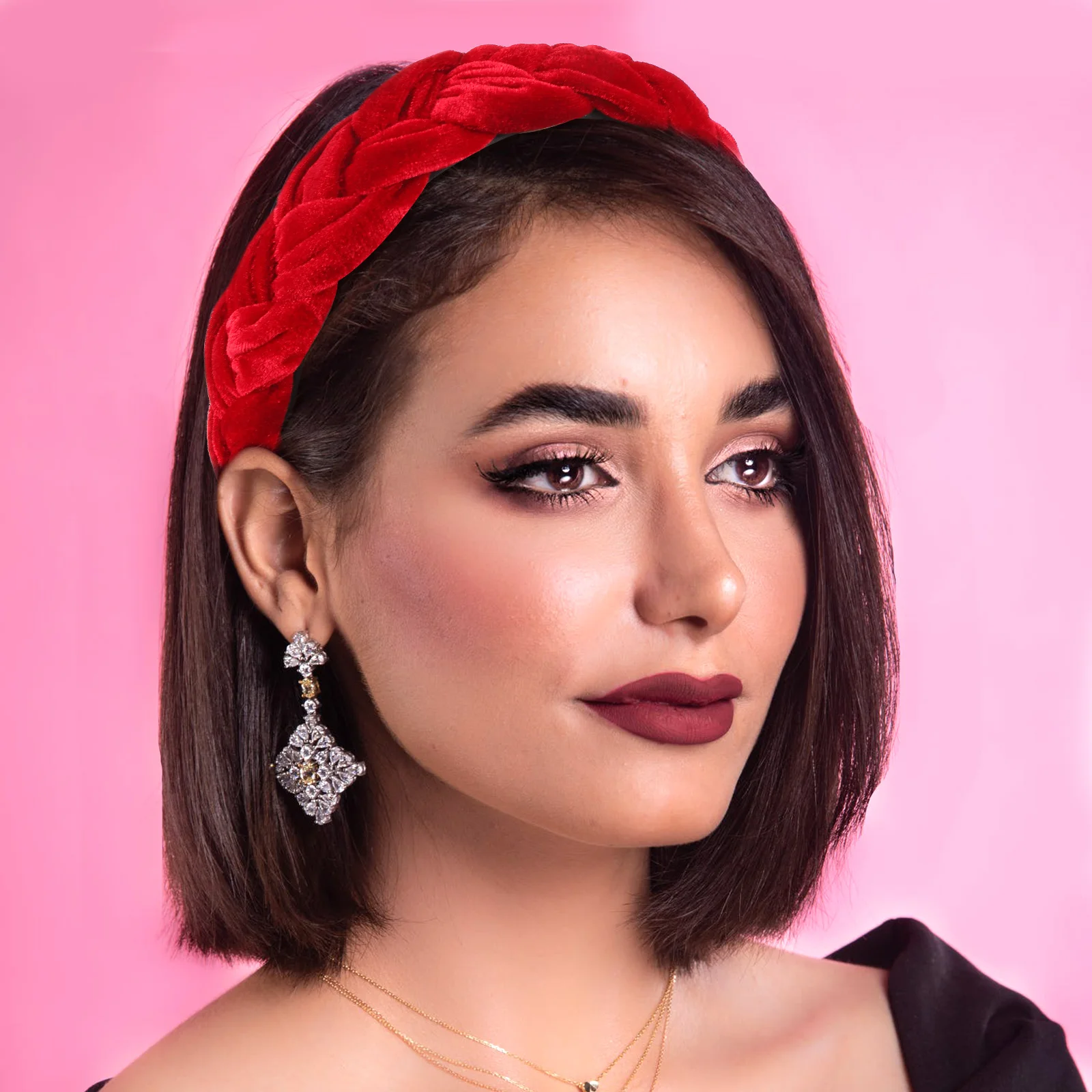 

Wide Hoop Woman Hair Accessories Girls Red Braided Headband Padded Cross Hoop Durable Comfortable Party Daily Life Decorations