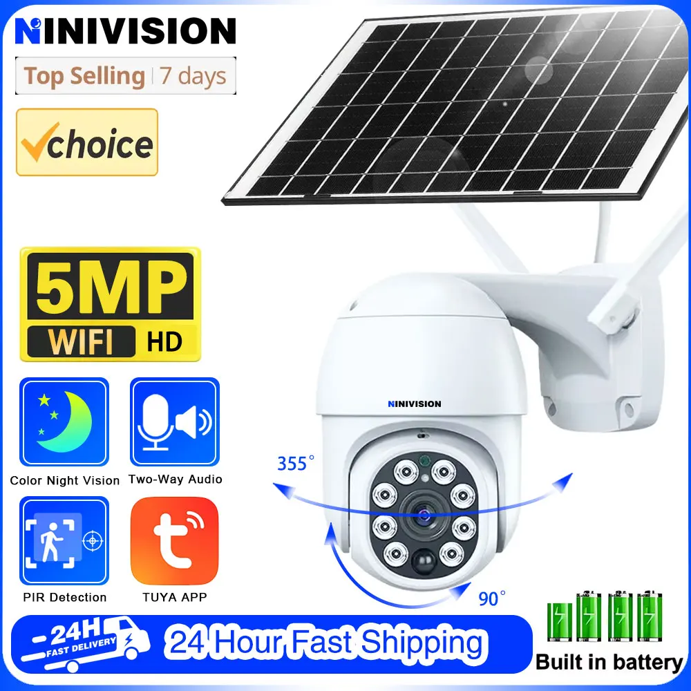 

Tuya Smart Life Home 5MP Patrol Human Body Filtering 5W Solar Battery Wireless PTZ Outdoor WiFi PIR CCTV Auto Tracking Camera