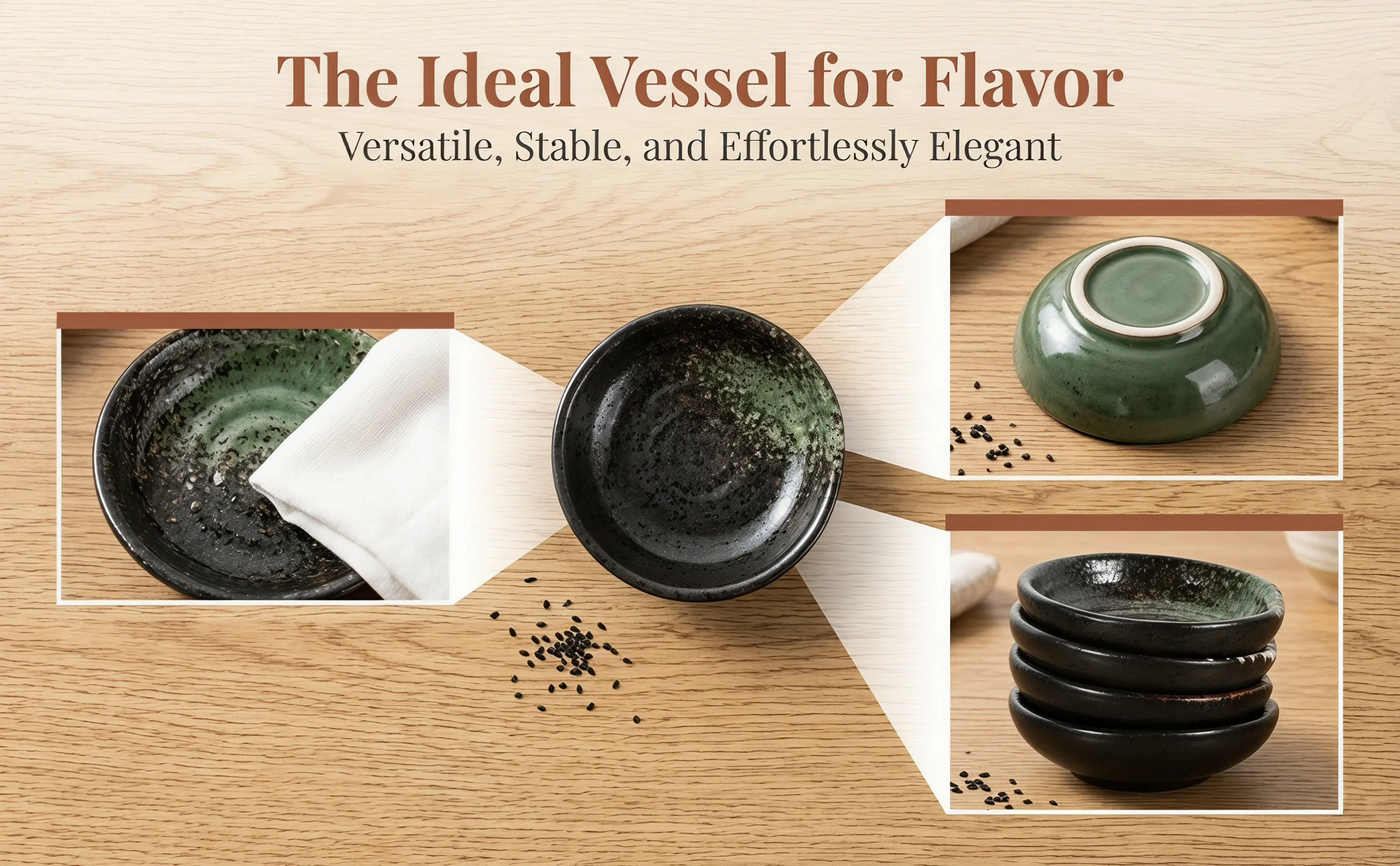 4pcs Japanese Style Ceramic Seasoning Dish Set – Small Sauce Plates for Dipping, Ketchup, Butter, Olive Oil, Appetizers