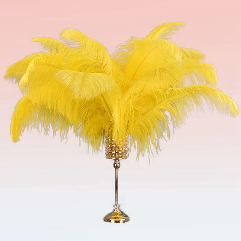 Yellow Ostrich Feather Decor Feathers for Crafts 15-75cm Needlework Centerpiece for Table Decoration Wedding Costume Accessories