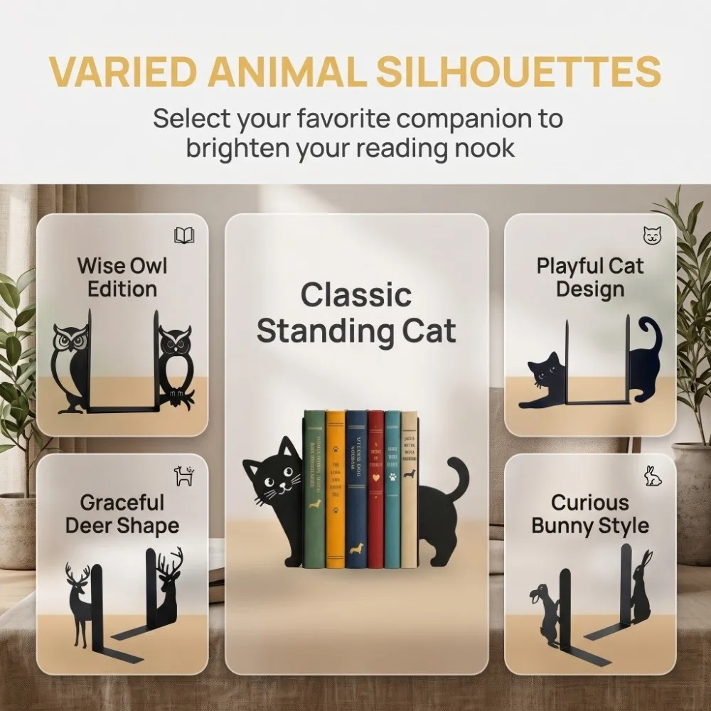 Cat Lover Decorative Cat Bookend Cute Stable Book Stopper Unique Exquisite Creative Study Room Library