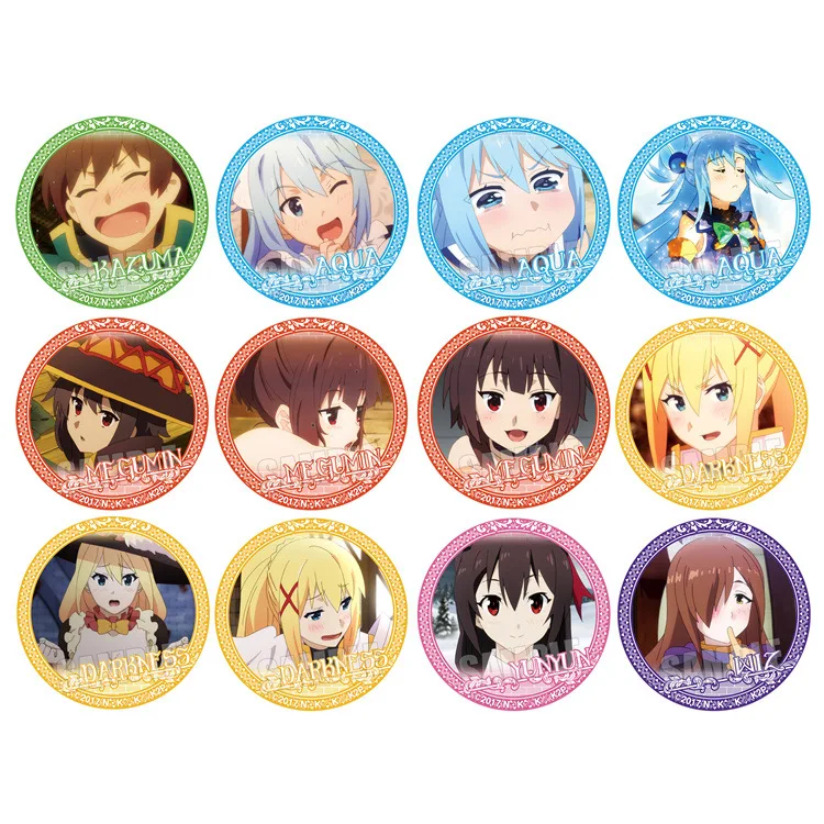 

58MM Manga Satou Vibrant Character Face Costumes Badge Kazuma Aqua Exquisite Design Fashion Jewelry Unusual Accessories Hobby